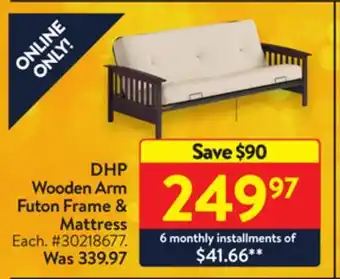 Walmart Dhp wooden arm futon frame & mattress offer