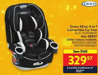 Walmart Graco 4ever 4-in-1 convertible car seat offer