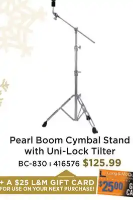 Long & McQuade Pearl cymbal boom stand w/ uni lock tilter offer