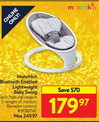 Walmart Munchkin bluetooth enabled lightweight baby swing offer