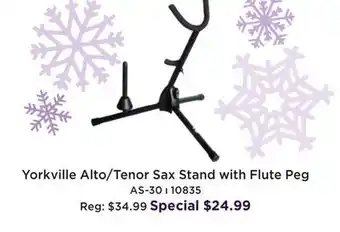 Long & McQuade Yorkville tripod alto / tenor sax stand with flute peg offer