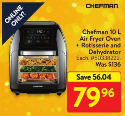 Walmart Chefman 10l air fryer oven + rotisserie and dehydrator offer