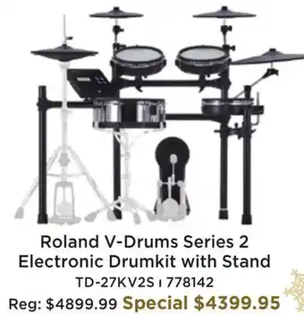 Long & McQuade Roland td-27kv2 v-drums series 2 electronic drumkit with stand offer