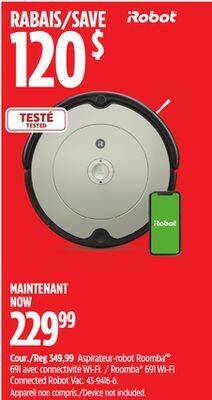 Canadian Tire Irobot roomba 691 wi-fi connected robot vac offer