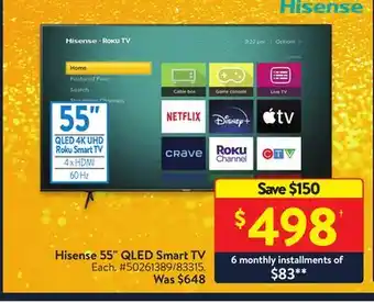 Walmart Hisense 55 qled smart tv offer