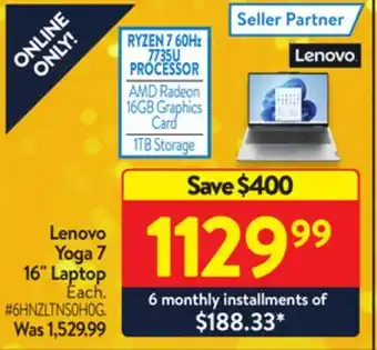 Walmart Lenovo yoga 7 16 laptop offer