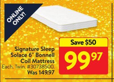 Walmart Signature sleep solace 6 bonnell coil mattress offer