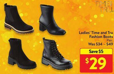 Walmart Ladies time and tru fashion boots offer