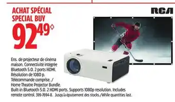 Canadian Tire Rca home theatre projector bundle offer