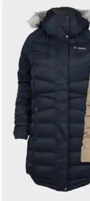 Sports Experts Columbia -belle isle mid - women's hooded down insulated jacket, removable synthetic fur trim offer