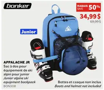 Sports Experts Bonker - appalache jr - junior alpine ski equipment backpack offer