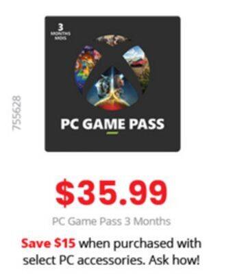 GameStop Xbox game pass for pc 3-month membership offer