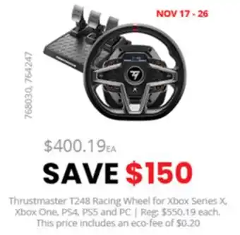 GameStop Thrustmaster t248 racing wheel xbox/pc - web only by thrustmaster pc offer