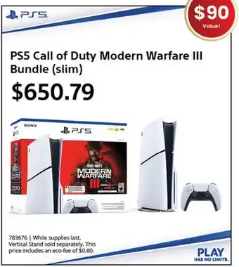 GameStop Ps5 call of duty modern warfare iii bundle (slim) offer