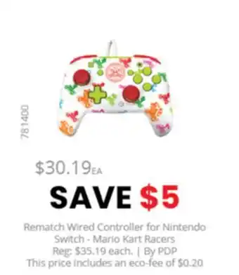 GameStop Pdp rematch wired controller for nintendo switch - mario kart racers by pdp switch offer