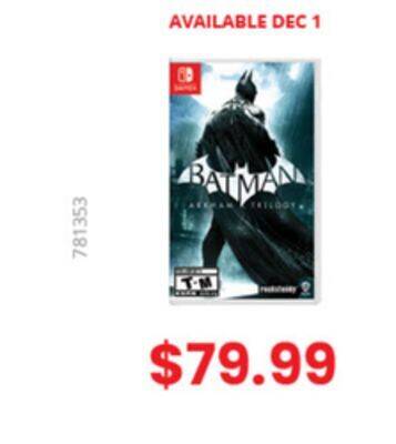 GameStop Batman: arkham trilogy by warner bros games switch offer