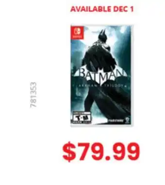 GameStop Batman: arkham trilogy by warner bros games switch offer