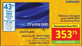 Walmart Samsung 43 un43tu690 series smart tv offer