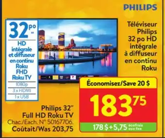Walmart Philips 32 full hd roku tv offer