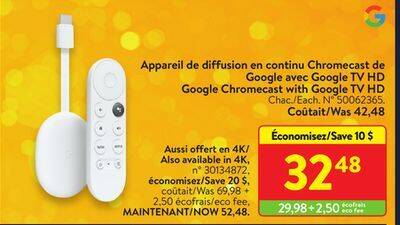 Walmart Google chromecast with google tv hd offer