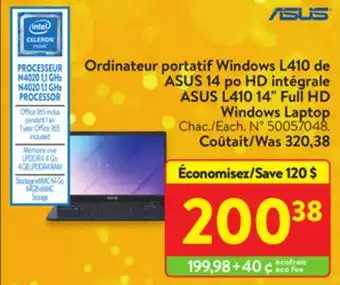 Walmart Asus l410 14 full hd windows laptop offer