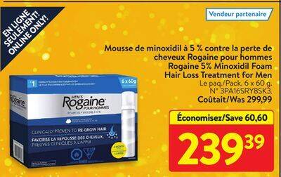 Walmart Rogaine 5% minoxidil foam hair loss treatment for men offer