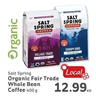 IGA Salt Spring Organic Fair Trade Whole Bean Coffee 400g offer