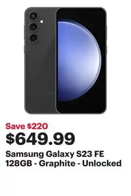 Best Buy Samsung galaxy s23 fe 128gb - graphite - unlocked offer