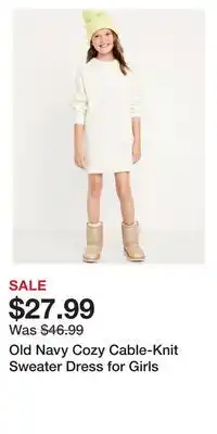 Old Navy Old navy cozy cable-knit sweater dress for girls offer