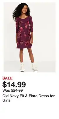 Old Navy Old navy fit & flare dress for girls offer