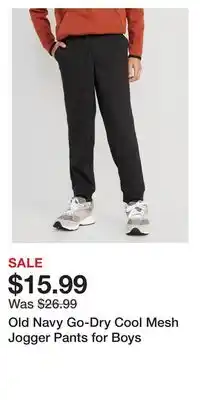 Old Navy Old navy go-dry cool mesh jogger pants for boys offer