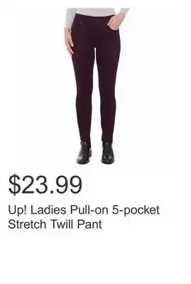 Costco Up! ladies pull-on 5-pocket stretch twill pant offer