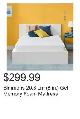 Costco Simmons 20.3 cm (8 in.) gel memory foam mattress offer