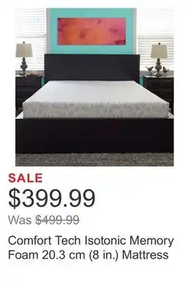Costco Comfort tech isotonic memory foam 20.3 cm (8 in.) mattress offer