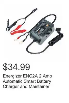 Costco Energizer enc2a 2 amp automatic smart battery charger and maintainer offer