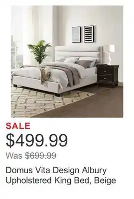 Costco Domus vita design albury upholstered king bed, beige offer