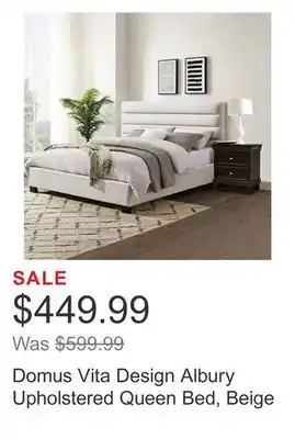 Costco Domus vita design albury upholstered queen bed, beige offer