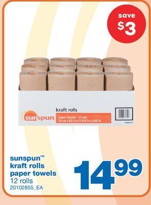 Wholesale Club Kraft rolls paper towels, 12 rolls offer