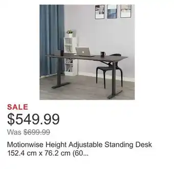 Costco Motionwise height adjustable standing desk 152.4 cm x 76.2 cm (60 in. x 30 in.) offer