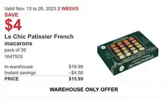 Costco Le chic patissier french macarons offer