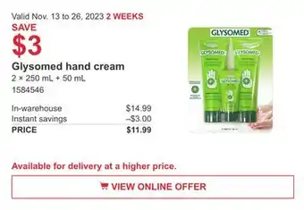 Costco Glysomed hand cream offer