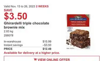 Costco Ghirardelli triple chocolate brownie mix offer