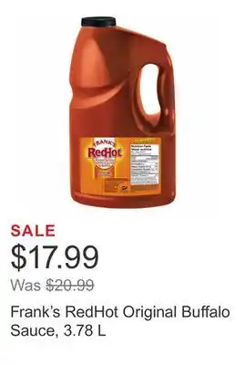 Costco Frank's redhot original buffalo sauce, 3.78 l offer