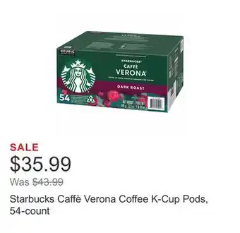 Costco Starbucks caffè verona coffee k-cup pods, 54-count offer