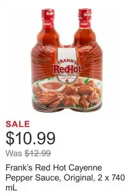 Costco Frank's red hot cayenne pepper sauce, original, 2 x 740 ml offer