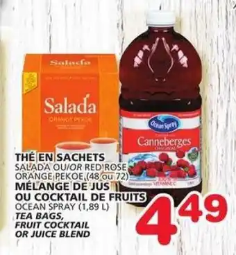 IGA TEA BAGS, FRUIT COCKTAIL OR JUICE BLEND offer