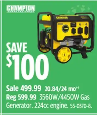 Canadian Tire Champion 3560w/4450w gas generator offer