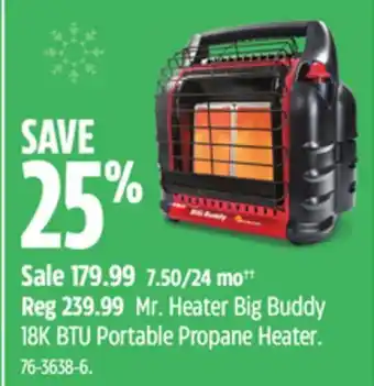 Canadian Tire Mr. heater big buddy 18k btu portable propane heater offer