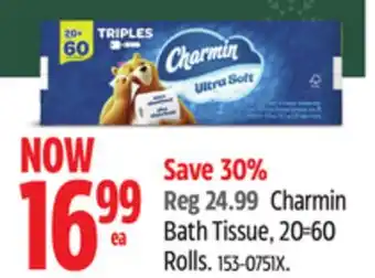 Canadian Tire Charmin bath tissue, 20=60 rolls offer