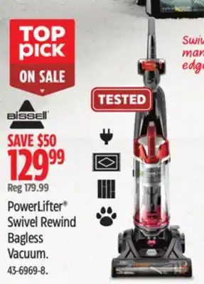Canadian Tire Bissell powerlifter swivel rewind bagless vacuum offer